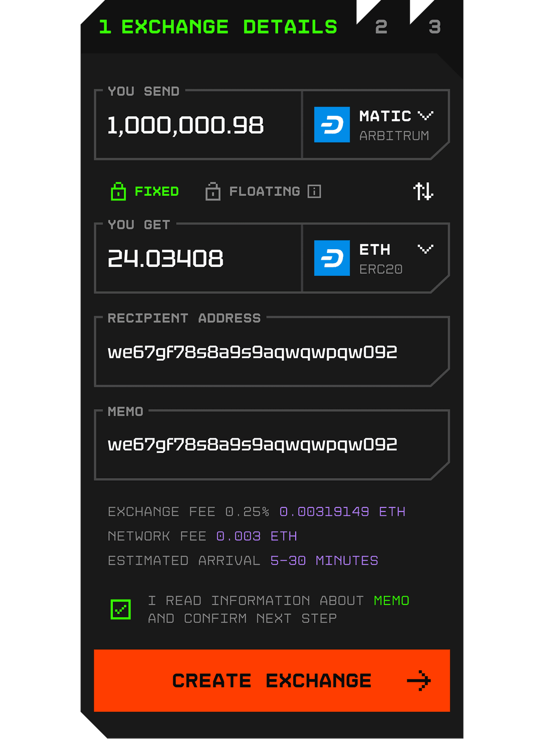 Exchange details